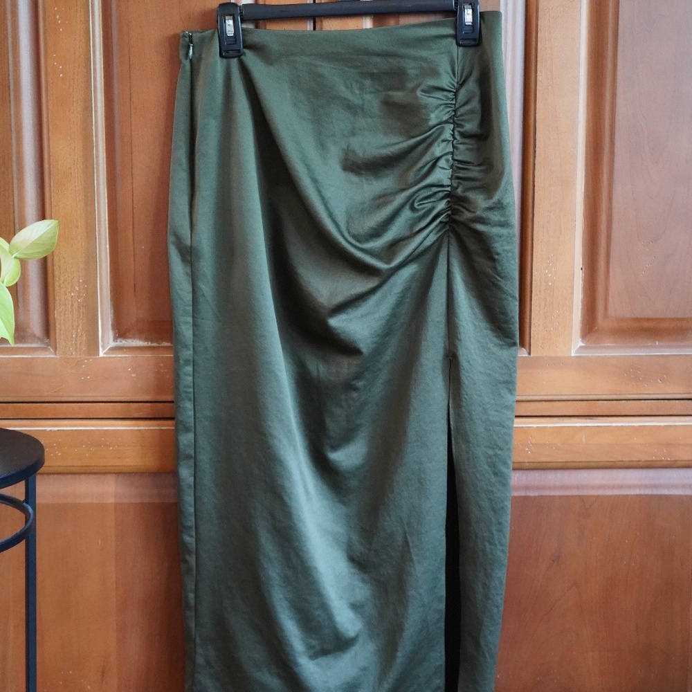 Maxi Green Silk Skirt